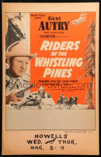 5c0663 RIDERS OF THE WHISTLING PINES WC 1949 singing cowboy Gene Autry with gun & Champion, rare!