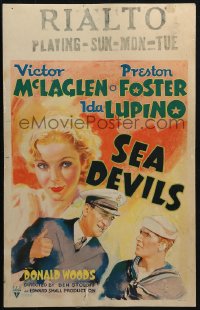 5c0671 SEA DEVILS WC 1937 great art of Ida Lupino with sailors Victor McLaglen & Preston Foster!