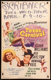 5c0692 TEXAS CARNIVAL WC 1951 Red Skelton, sexy Esther Williams wearing swimsuit, Howard Keel, rare!