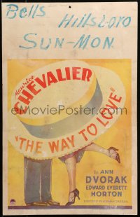 5c0703 WAY TO LOVE WC 1933 Ann Dovrak necking with Maurice Chevalier under his trademark hat, rare!