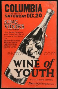 5c0708 WINE OF YOUTH WC 1924 King Vidor, cool art of young lovers kissing inside wine bottle!