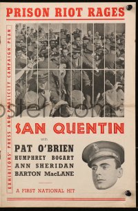 5c0347 SAN QUENTIN English pressbook 1937 Humphrey Bogart, Ann Sheridan, Pat O'Brien, ultra rare!