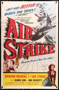 5d0028 AIR STRIKE 1sh 1955 Uncle Sam's dynamite Navy, jet-hot ACTION blasts the skies!