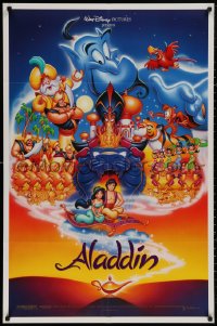 5d0034 ALADDIN DS 1sh 1992 Walt Disney Arabian fantasy cartoon, Calvin Patton art of cast!