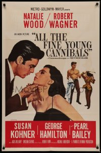 5d0039 ALL THE FINE YOUNG CANNIBALS 1sh 1960 art of Robert Wagner about to kiss sexy Natalie Wood!