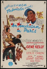 5d0043 AMERICAN IN PARIS 1sh 1951 wonderful art of Gene Kelly dancing with sexy Leslie Caron!