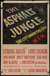 5d0065 ASPHALT JUNGLE 1sh 1950 John Huston classic film noir, The City Under the City, cool art!