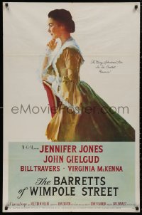 5d0083 BARRETTS OF WIMPOLE STREET 1sh 1957 art of pretty Jennifer Jones as Elizabeth Browning!