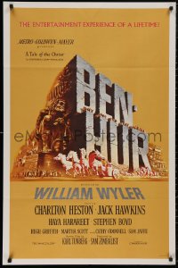 5d0094 BEN-HUR 1sh 1960 Charlton Heston, William Wyler classic epic, cool chariot & title art!