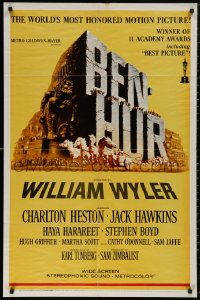 5d0095 BEN-HUR 1sh R1969 Charlton Heston, William Wyler classic religious epic, chariot art!