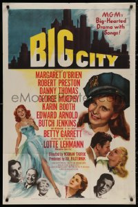 5d0107 BIG CITY 1sh 1948 Margaret O'Brien, Betty Garrett, Danny Thomas, New York City!