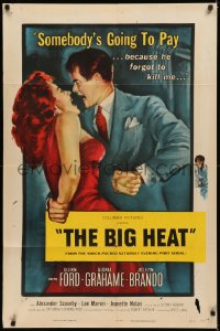 5d0111 BIG HEAT 1sh 1953 great pulp art of Glenn Ford & sexy Gloria Grahame, Fritz Lang noir!