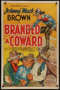5d0138 BRANDED A COWARD 1sh 1935 western cowboy Johnny Mack Brown, Sam Newfield, ultra rare!