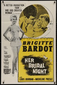 5d0143 BRIDE IS MUCH TOO BEAUTIFUL 1sh 1958 sexy Brigitte Bardot in Her Bridal Night, ultra rare!