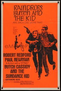 5d0157 BUTCH CASSIDY & THE SUNDANCE KID 1sh R1970s Iaia art of Paul Newman & Robert Redford!