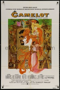 5d0167 CAMELOT 1sh R1973 Richard Harris as King Arthur, Vanessa Redgrave as Guenevere!