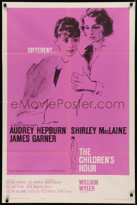 5d0187 CHILDREN'S HOUR 1sh 1962 art of Audrey Hepburn, Shirley MacLaine & James Garner, Wyler!