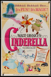 5d0194 CINDERELLA 1sh R1965 Walt Disney classic romantic musical cartoon, great poster images!