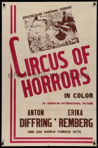 5d0197 CIRCUS OF HORRORS military 1sh R1960s horror art of super sexy trapeze girl hanging by neck!