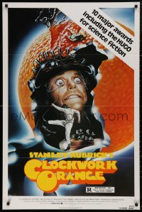 5d0207 CLOCKWORK ORANGE 1sh R1982 Stanley Kubrick classic, different art of Malcolm McDowell