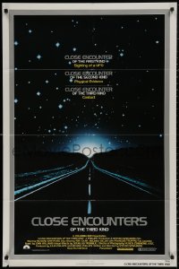 5d0208 CLOSE ENCOUNTERS OF THE THIRD KIND 1sh 1977 Spielberg's sci-fi classic, silver border design
