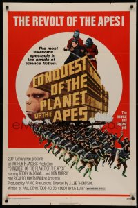 5d0218 CONQUEST OF THE PLANET OF THE APES 1sh 1972 Roddy McDowall, apes are revolting!