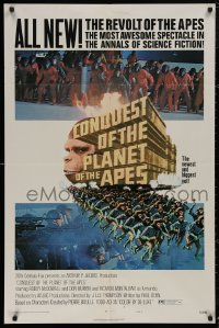 5d0219 CONQUEST OF THE PLANET OF THE APES style B 1sh 1972 Roddy McDowall, the apes are revolting!