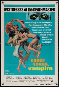 5d0227 COUNT YORGA VAMPIRE 1sh 1970 AIP, artwork of the mistresses of the deathmaster feeding!!