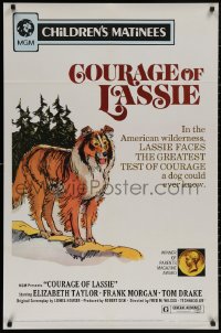 5d0228 COURAGE OF LASSIE 1sh R1972 artwork of Elizabeth Taylor with famous canine!