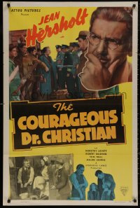 5d0229 COURAGEOUS DR. CHRISTIAN 1sh R1946 Jean Hersholt fights an epidemic, Tom Neal!