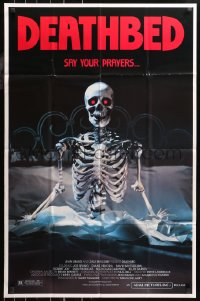 5d0264 DEATHBED 1sh 1985 Joe Spano, Diane Venora, David McCallum, horror art of skeleton in bed!