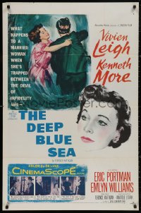 5d0266 DEEP BLUE SEA 1sh 1955 artwork of pretty Vivien Leigh held by Kenneth More, Anatole Litvak!