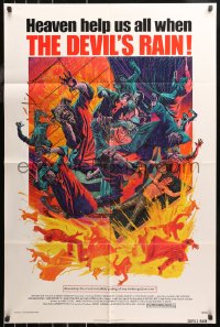 5d0280 DEVIL'S RAIN 1sh 1975 Ernest Borgnine, William Shatner, Anton Lavey, cool Mort Kunstler art!