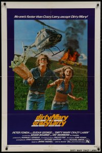 5d0293 DIRTY MARY CRAZY LARRY 1sh 1974 Peter Fonda & Susan George fleeing helicopter!