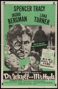 5d0303 DR. JEKYLL & MR. HYDE 1sh R1954 cool art of Spencer Tracy as half-man, half-monster!