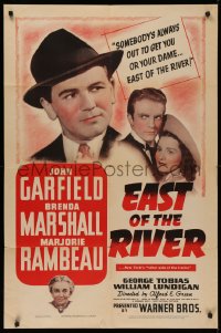 5d0318 EAST OF THE RIVER 1sh 1940 John Garfield in New York City gets what's coming to him!