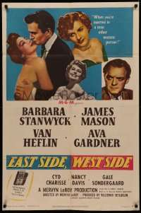 5d0319 EAST SIDE WEST SIDE 1sh 1950 Barbara Stanwyck, James Mason, sexy Ava Gardner!