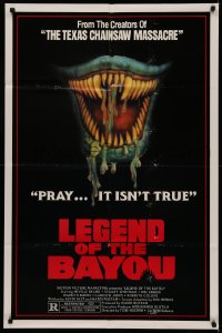 5d0320 EATEN ALIVE 1sh R1983 Tobe Hooper, horror art of alligator jaws & teeth, Legend of the Bayou!