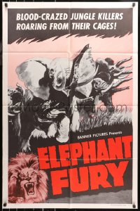 5d0327 ELEPHANT FURY 1sh 1956 German, blood-crazed zoo animals escaped!