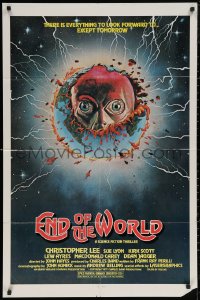 5d0335 END OF THE WORLD 1sh 1977 wild art of strange creature emerging from the Earth!