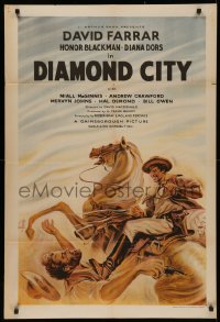 5d0281 DIAMOND CITY English 1sh 1951 David Farrar, Diana Dors, Honor Blackman, great western art!