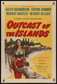 5d0860 OUTCAST OF THE ISLANDS English 1sh 1952 art of sexy exotic Kerima, Carol Reed, Joseph Conrad!
