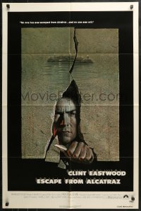 5d0338 ESCAPE FROM ALCATRAZ 1sh 1979 Eastwood busting out by Lettick, Don Siegel prison classic!