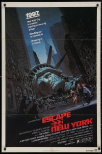 5d0340 ESCAPE FROM NEW YORK NSS style 1sh 1981 John Carpenter, decapitated Lady Liberty by Jackson!