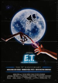 5d0316 E.T. THE EXTRA TERRESTRIAL int'l DS 1sh R2002 Drew Barrymore, Spielberg, bike over the moon!