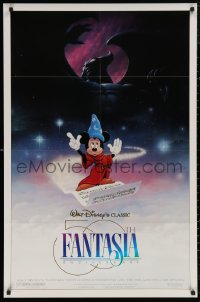 5d0356 FANTASIA 1sh R1990 Mickey from Sorcerer's Apprentice & Chernabog from Night on Bald Mountain!