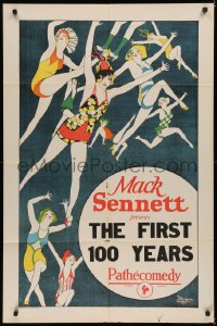 5d0373 FIRST 100 YEARS 1sh 1924 Harry Langdon, Mack Sennett, cool vintage art of sexy dancers!