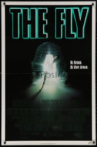 5d0384 FLY 1sh 1986 David Cronenberg, Jeff Goldblum, Geena Davis, cool creepy sci-fi art by Mahon!