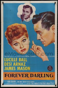 5d0391 FOREVER DARLING 1sh 1956 art of James Mason, Desi Arnaz & Lucille Ball, I Love Lucy!