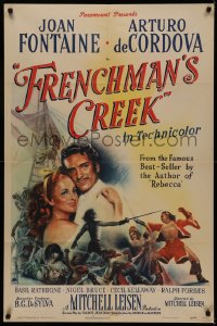 5d0405 FRENCHMAN'S CREEK 1sh 1944 c/u of pretty Joan Fontaine, swashbuckler Arturo de Cordova!
